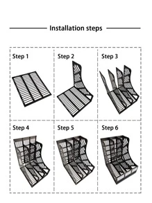 1 pieza 3 cuadrícula Organizador de libro - Negro - Ver 6