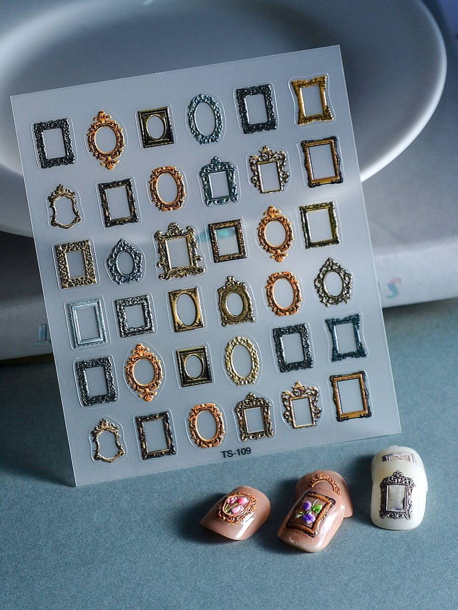 1sheet Photo Frame Pattern Nail Art Sticker Nail Stickers DIY