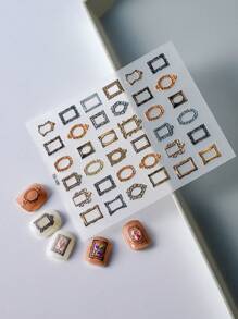 1sheet Photo Frame Pattern Nail Art Sticker Nail Stickers DIY