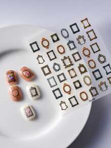 1sheet Photo Frame Pattern Nail Art Sticker Nail Stickers DIY