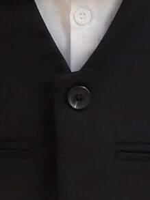 小男童前蝴蝶結襯衫和夾克背心和褲子 - 黑與白 - 查看 4