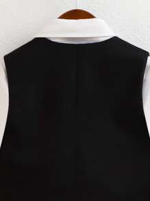 小男童前蝴蝶結襯衫和夾克背心和褲子 - 黑與白 - 查看 5