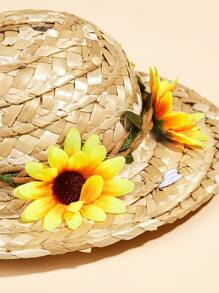 1入組花朵裝飾寵物帽子適用於狗狗和貓適用於戶外 - 黃色 - 查看 4