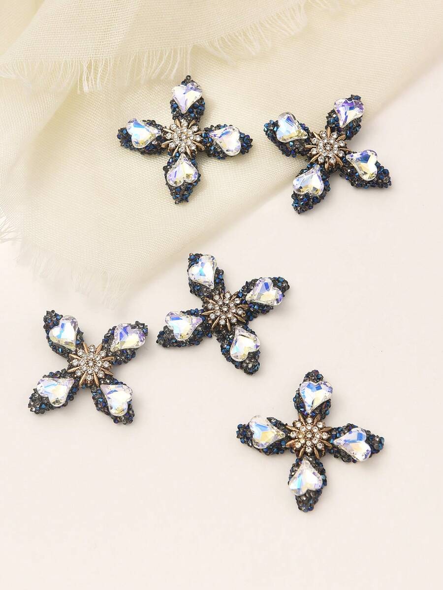 5入組時尚奢華風格樹脂水晶珠和心形diy女髮飾