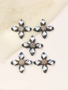 5入組時尚奢華風格樹脂水晶珠和心形diy女髮飾