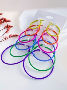 6pairs/set Minimalist Hoop Earrings - Multicolor - View 2