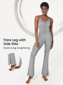 GLOWMODE Pearllift寬腿表演連身褲 - 灰色 - 查看 4