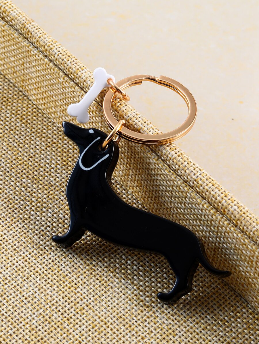 Móc khóa quyến rũ chó - màu đen - Xem 1