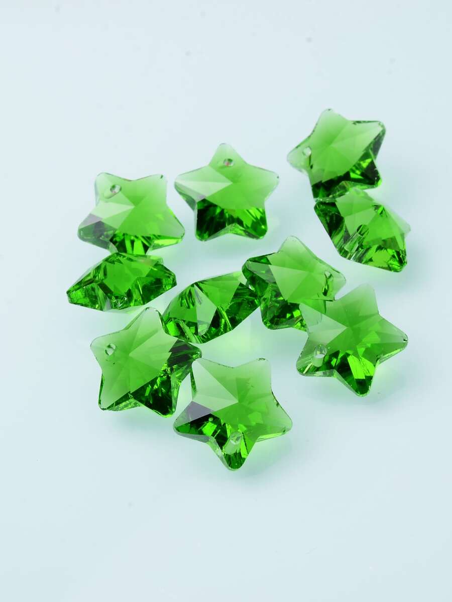 10 cái/bộ Mặt Dây Chuyền Tự Làm Ngôi Sao - màu xanh lá - Xem 1