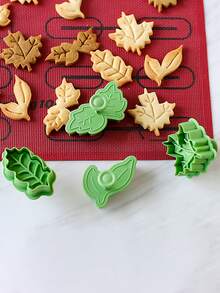 4pcs Leaf Design Cookie Stamp - Green - View 8