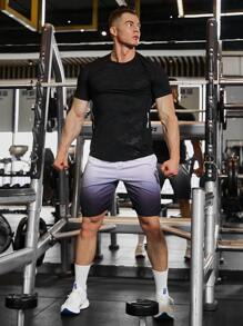 Manfinity Fitness Men Camo Print Sports Tee Workout Tops Workout Tops Gym Top Breathable Compression Shirt Men - Black - View 6