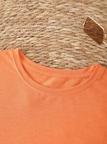 SHEIN LUNE Letter Graphic Tee - Orange - View 4