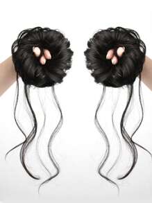 2 cái cập nhật tóc tổng hợp xoăn ngắn - màu đen - Xem 1