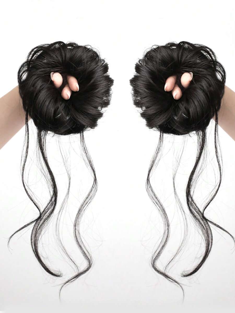 2 cái cập nhật tóc tổng hợp xoăn ngắn - màu đen - Xem 1