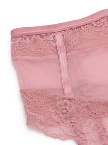 Floral Lace Garter Panty - Pink - View 6