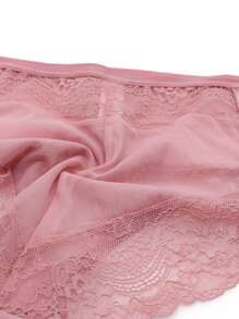 Floral Lace Garter Panty - Pink - View 7