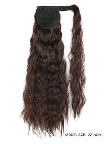 22inch Corn Wave Ponytail Extension Clip In Long Wavy Curly Wrap Around Pony Tail Heat Resistant Synthetic Hairpiece For Women - Brown - View 2