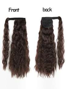 22inch Corn Wave Ponytail Extension Clip In Long Wavy Curly Wrap Around Pony Tail Heat Resistant Synthetic Hairpiece For Women - Brown - View 4
