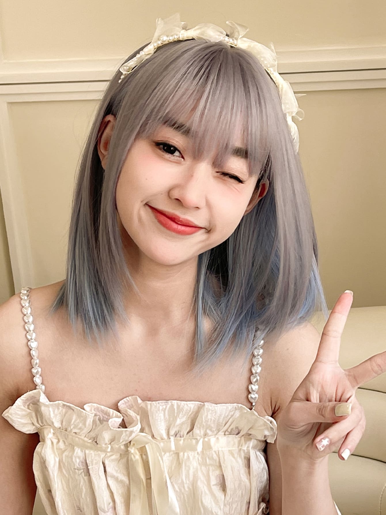 黑色短款鲍勃假发，带刘海，14 英寸黑色直发，女士日常服装假发，合成耐热假发