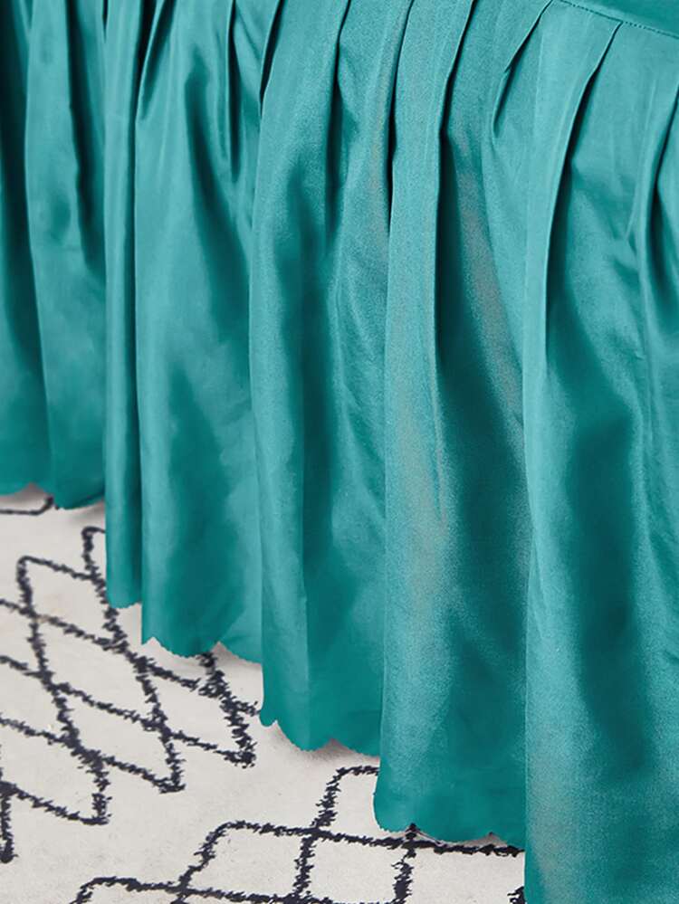 1入組素色床上用品床裙適用於臥室極簡主義面料荷葉邊裝飾床裙四季皆宜 - 綠色 - 查看 2