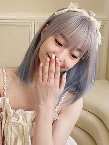 黑色短款鲍勃假发，带刘海，14 英寸黑色直发，女士日常服装假发，合成耐热假发 - 彩色 - 查看 7