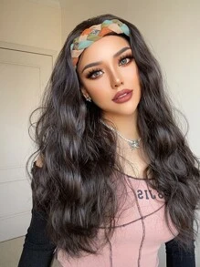 Long Curly Synthetic Hair Extension With Headband - Black - View 4