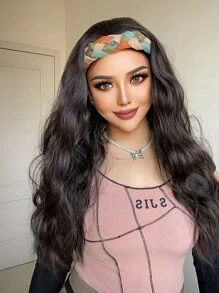 Long Curly Synthetic Hair Extension With Headband - Black - View 6