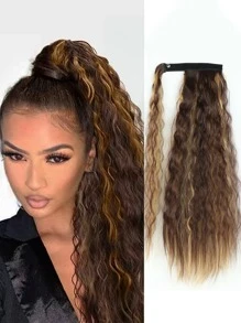 22inch Corn Wave Ponytail Extension Clip In Long Wavy Curly Wrap Around Pony Tail Heat Resistant Synthetic Hairpiece For Women - Multicolor - View 1