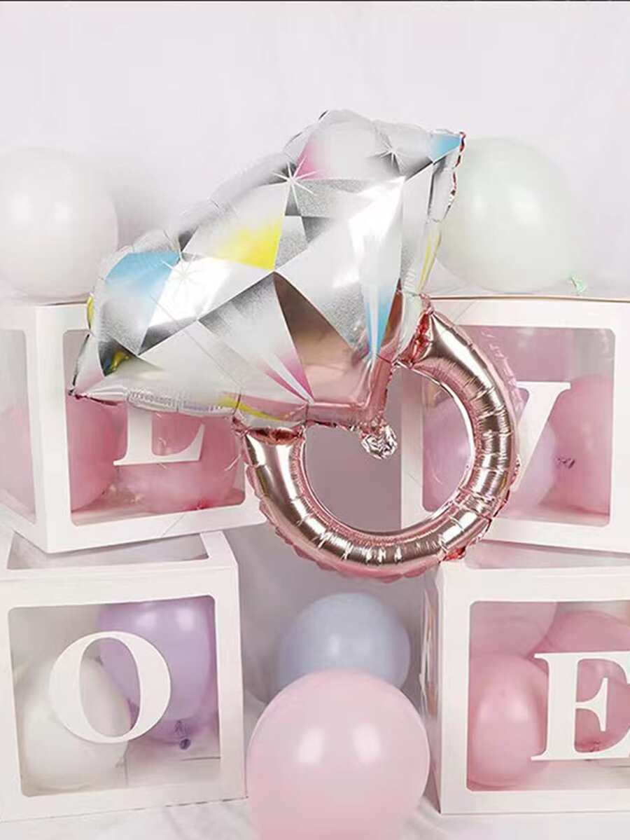 2 piezas/set Globo decorativo látex diamante en forma de aro para fiesta - Oro rosa - Ver 1