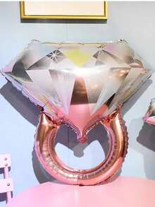 2 piezas/set Globo decorativo látex diamante en forma de aro para fiesta - Oro rosa - Ver 3