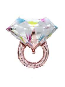 2 piezas/set Globo decorativo látex diamante en forma de aro para fiesta - Oro rosa - Ver 4