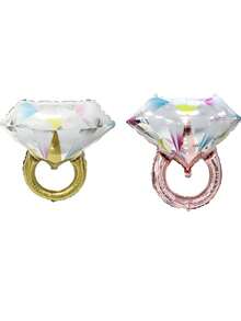 2 piezas/set Globo decorativo látex diamante en forma de aro para fiesta - Oro rosa - Ver 5