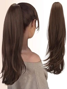 Tóc đuôi ngựa xoăn dài tổng hợp nối dài bằng móng vuốt - màu nâu - Xem 1