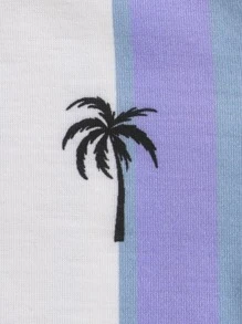 SHEIN Young Boy Striped & Palm Tree Print Tee - Multicolor - View 5