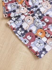 SHEIN 小男童卡通圖案T恤和短褲