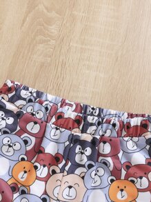 SHEIN 小男童卡通圖案T恤和短褲