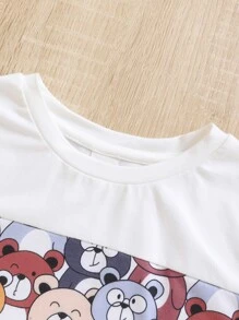 SHEIN 小男童卡通圖案T恤和短褲