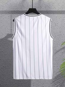 Manfinity Sporsity Men Letter Graphic Striped Trim Tank Top, Sleeveless Basketball Jersey, Boyfriend Gift
