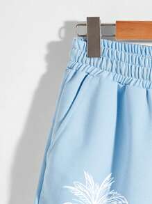 Manfinity Hypemode Quần Short Nam Dây kéo Nhiệt đới Giải trí - Màu xanh nhạt - Xem 4