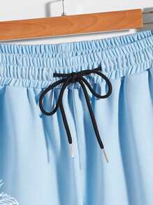 Manfinity Hypemode Quần Short Nam Dây kéo Nhiệt đới Giải trí - Màu xanh nhạt - Xem 5