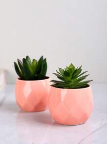 2 cái/bộ PVC Nhân Tạo Chậu Cây Mọng Nước, Giả Chậu Trang Trí Trang Trí Bàn - Hồng - Xem 3