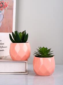 2 cái/bộ PVC Nhân Tạo Chậu Cây Mọng Nước, Giả Chậu Trang Trí Trang Trí Bàn - Hồng - Xem 5