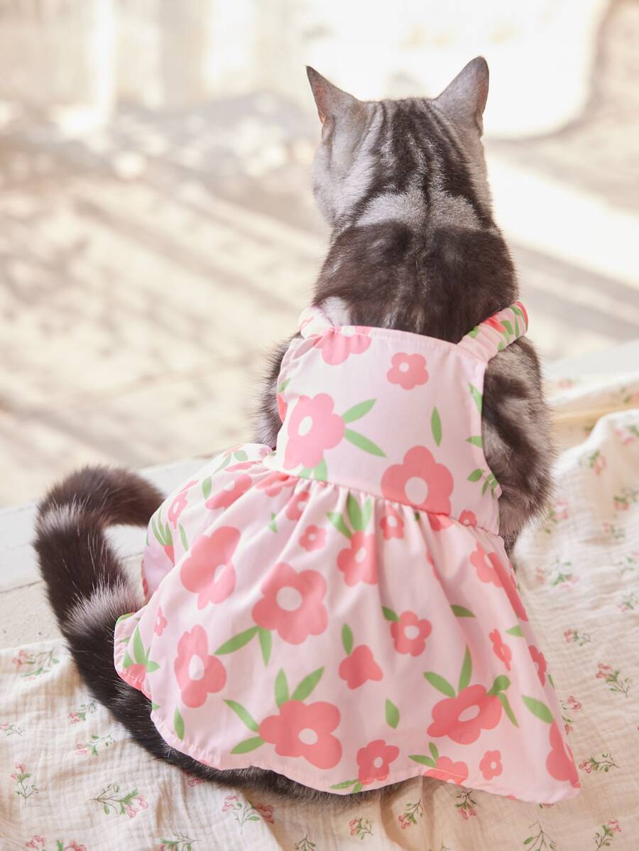 ROMWE 1入組印花寵物連衣裙適用於貓和狗狗適合夏天 - 彩色 - 查看 1