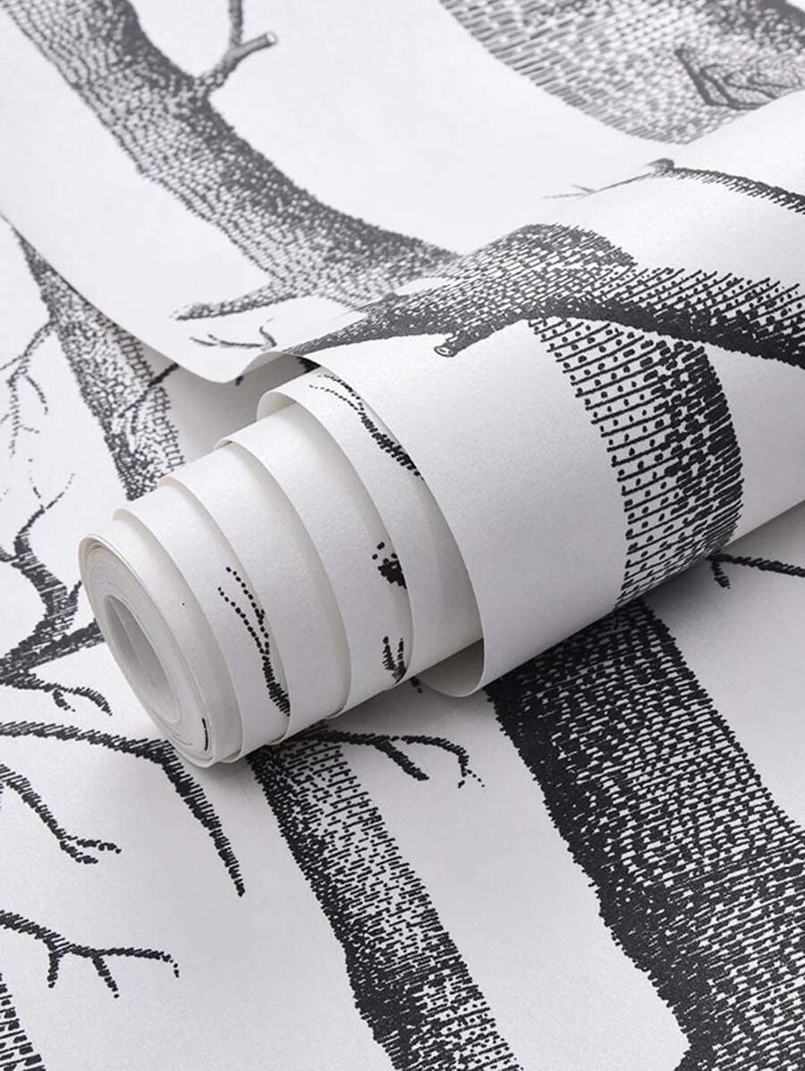 Giấy dán tường in đồ họa 1 cái - Đen và trắng - Xem 1