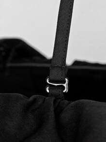 SHEIN Unity Jumpsuit De Pierna Ancha Con Hombros Descubiertos Y Volantes - Negro - Ver 6