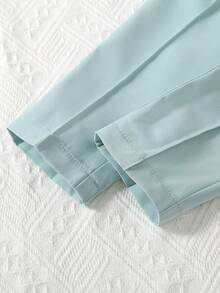 小女童荷葉邊蕾絲拼接花邊下擺上衣和褲子 - 薄荷綠 - 查看 3