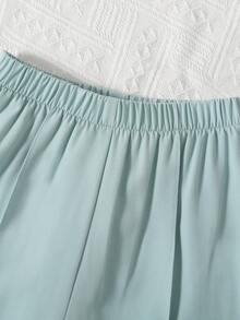 小女童荷葉邊蕾絲拼接花邊下擺上衣和褲子 - 薄荷綠 - 查看 6