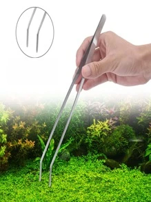 1pc Stainless Steel Tweezers For Fish Tank For Cleaning - Silver - View 1
