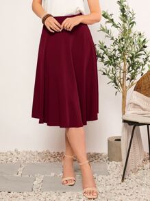 SHEIN Clasi Solid Flare Hem Skirt