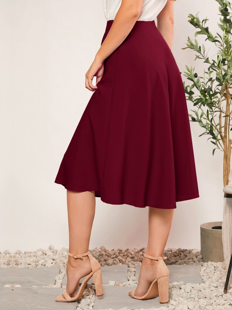 Solid Flare Hem Skirt